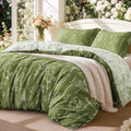 Love's cabin Floral Comforter Set Cute Bedding Queen Reversible Olive Green by Lovescabin