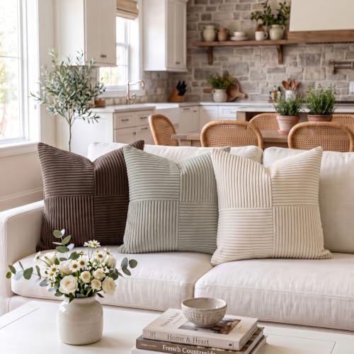 Fancy Homi Neutral Grey Decorative Throw Pillow Covers 16x16 Inch - Image 2