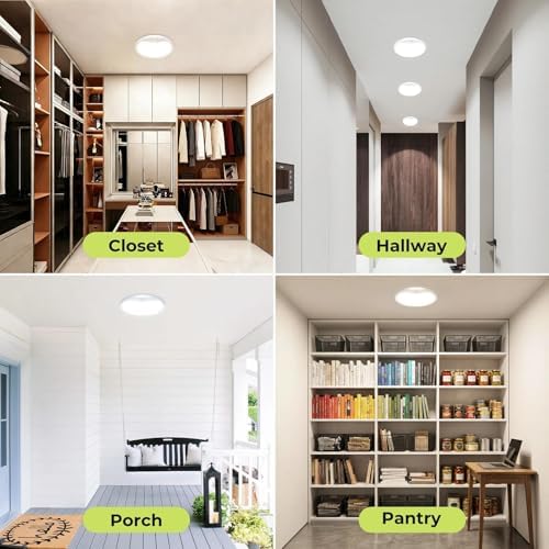 4 Pack Motion Sensor Ceiling Light Wired, 3000K/4000K/6500K LED Flush Mount - Image 6