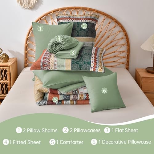 Cottolester Boho Comforter Set Queen Size, 8 Pieces Striped Bed in a Bag - Image 7