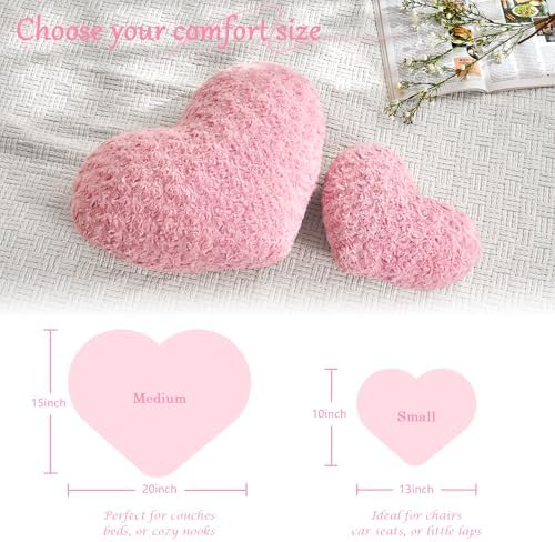 Pink Throw Pillows, Cute Heart Pillow, Decorative Pillows - Image 3