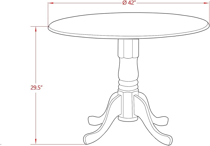 East West Furniture DMAB3-AWA-05 3 Piece Dinette Set for Small Spaces Contains a Round Dining Table with Dropleaf and 2 Grey Linen Fabric Parson Dining Chairs, 42x42 Inch, Walnut