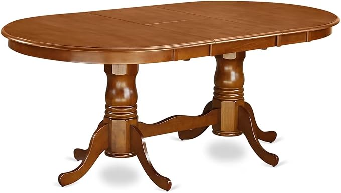 East West Furniture PLAV7-SBR-W 7 Piece Dining Room Furniture Set Consist of an Oval Wooden Table with Butterfly Leaf and 6 Kitchen Dining Chairs, 42x78 Inch, Saddle Brown