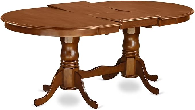 East West Furniture PLAV5-SBR-C 5 Piece Dining Room Table Set Includes an Oval Wooden Table with Butterfly Leaf and 4 Linen Fabric Kitchen Dining Chairs, 42x78 Inch, Saddle Brown