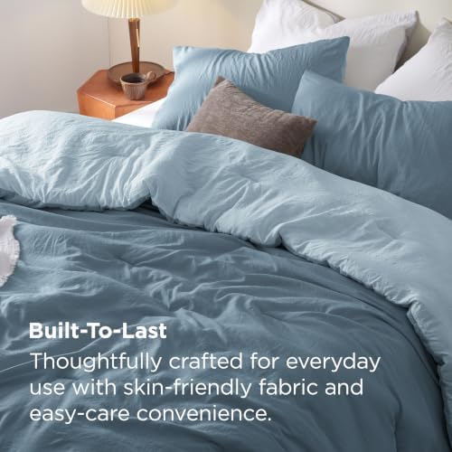 Bedsure Twin/Twin XL Comforter Set Prewashed 2Pcs Mineral Blue/Sky 68"x88" - Image 3