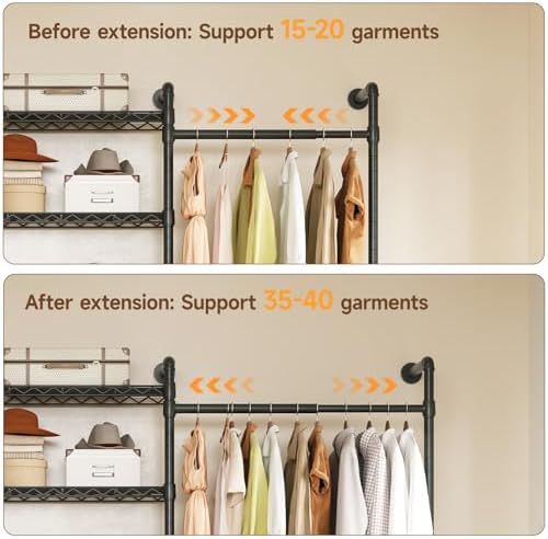 L7 Wall Mounted Industrial Pipe Clothing Rack, Corner Closet System - Image 4