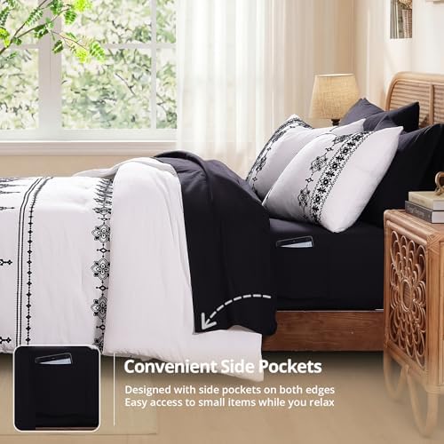 MaiRêve Full Size Comforter Set Embroidery Floral 7 Pieces Bed in a Bag - Image 4
