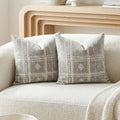 Decorative Throw Pillow Covers 20x20 Set of 2, Boho Light Gray Chenille Accent by BlissBlush