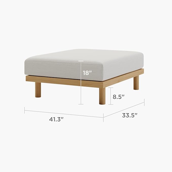 Acanva Minimalist Modular Sectional Sofa for Living Room, Wide & Deep Seat Convertible Furniture Set with Metal Frame and Movable Covers, Ottoman, Off White