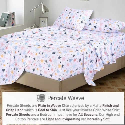 RUVANTI 100% Cotton Full Sheets, Percale Bedding Full Size Set, Fault Star - Image 6