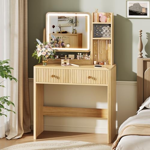 Memobarco Fluted Makeup Vanity Desk by MEMOBARCO