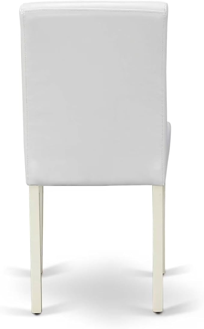 East West Furniture V027AB264-9 9 Piece Modern Dining Table Set Includes a Rectangle Wooden Table with V-Legs and 8 White Faux Leather Parson Dining Chairs, 40x72 Inch, Multi-Color