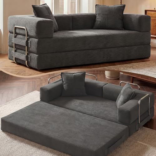 GRUSIGN 78" 5-in-1 Convertible Futon Sofa Bed, Boneless Corduroy by GRUSIGN