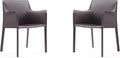 Manhattan Comfort Paris Modern Saddle Leather Dining Chairs, Metal Frame, Comfortable Padded Seat, Fully Assembled Armchair Accent Furniture, Set of 4, Yellow