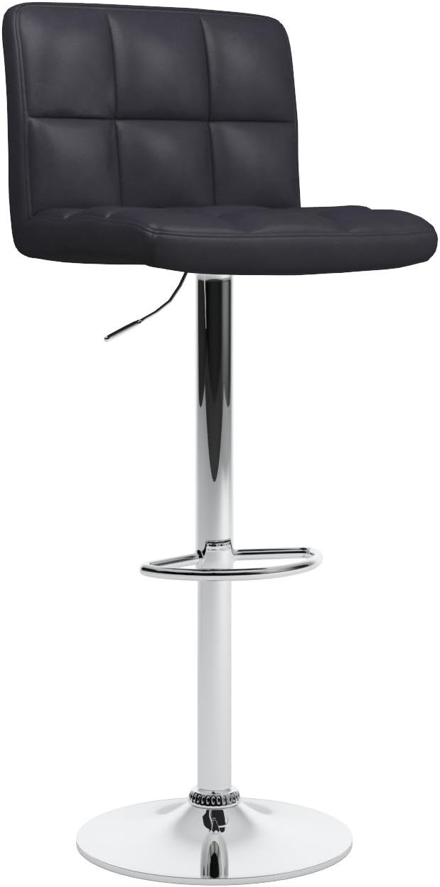 Roundhill Furniture 2 Swivel Elegant PU Leather Modern Adjustable Hydraulic Barstools, Brown