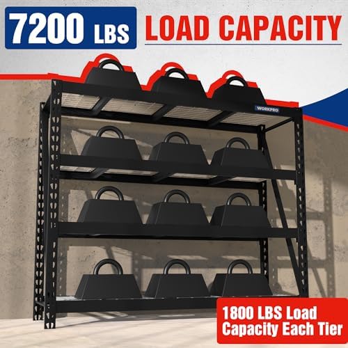 WORKPRO Heavy Duty Metal Garage Shelving, 7200 LBS Load - Image 4