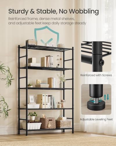 SONGMICS 5-Tier Storage Shelves, Adjustable Metal Wire Shelving Unit - Image 7