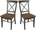 Set of Two X-Back Dining Chairs, Hickory/Washed Coal