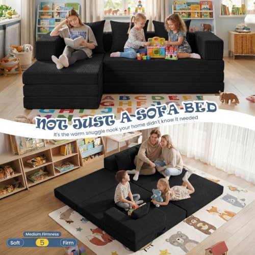 Modular Kids Play Couch, Convertible Toddler Sectional Sofa, Soft Cloud - Image 6
