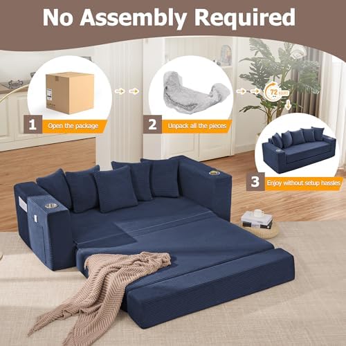 76" Oversized Loveseat Pull Out Sofa, 2 in1 Convertible Loveseat Sofa - Image 6