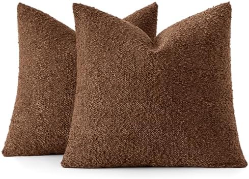 MIULEE 20x20 Decorative Boucle Couch Pillow Covers Chestnut Brown - Image 6