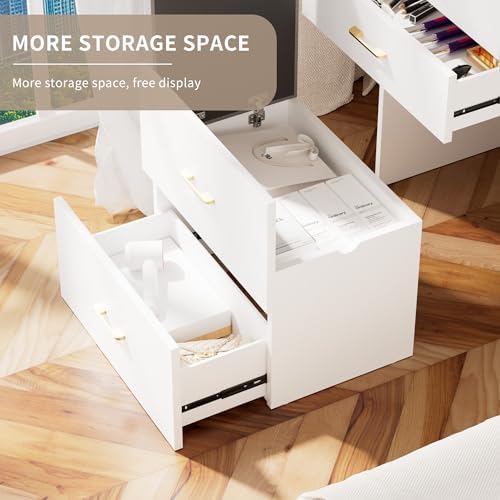 3 in 1 Vanity Desk with Open Top Mirror, Make Up Vanity Set with Visible Glass - Image 6