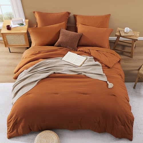 Oversized Queen Comforter Set -7 Pieces Soft Bed in a Bag Queen Bedding Set - Image 2