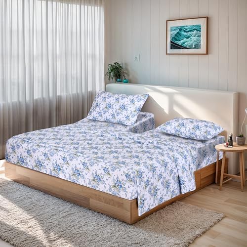 RUVANTI 100% Cotton Split King Sheets, Percale Sheet Set - Image 2