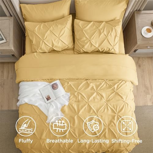 Bedsure Twin Comforter Set & Sheet Set, 5-Piece Yellow Bedding Set - Image 6
