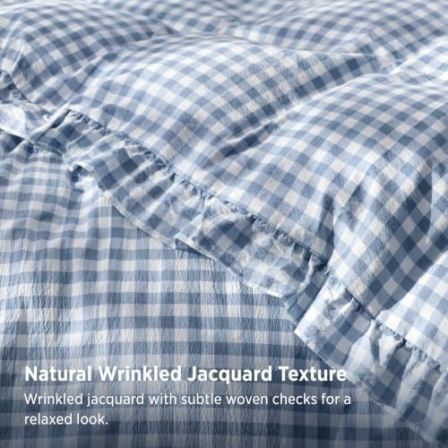 Bedsure Gingham Ruffle Duvet Cover Set, Cotton-Like Quilt Cover - Image 4