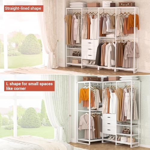 Aheaplus Wood Clothes Rack Wardrobe Closets - Image 3