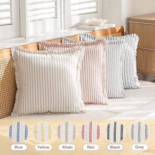 YEENAASY Throw Pillow Covers 18x18 Boho Striped Pillow Cases - Image 5