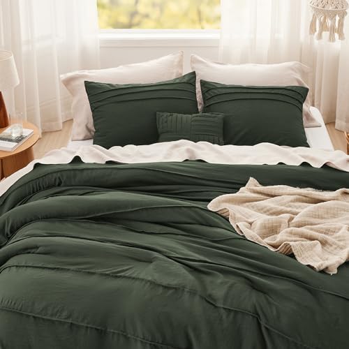 Bedsure Oversized King Comforter Set 4-Pc, Olive Green Boho, All-Season - Image 6