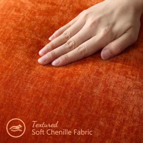 Pallene Chenille Soft Rust Throw Pillow Cover 24x24 Set of 2 - Image 3