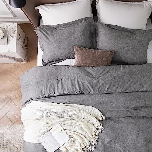 Bedsure Grey Oversized Queen Comforter Set, Cationic Dyed Bed Set 3 Pcs - Image 4