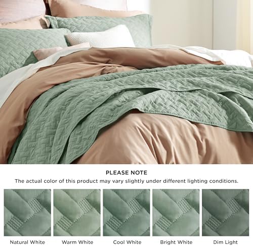 Bedsure Quilts Queen Size, Lightweight Comforter Set, Sage Green Bedspread - Image 6