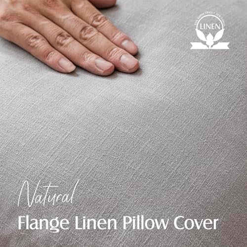 Foindtower Linen Solid Decorative Throw Pillow Covers 20x20 Inch Light Gray - Image 2