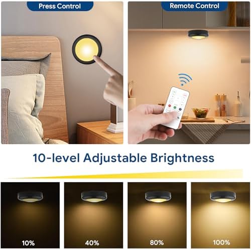 Yiliaw 3 Pack LED Puck Lights Remote Control 16 Color Changeable Under Cabinet - Image 3
