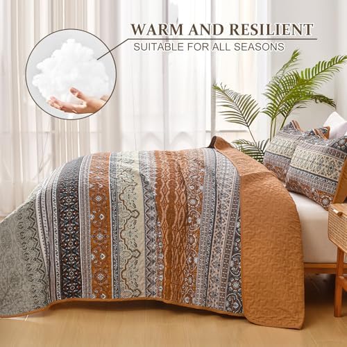 WONGS BEDDING Boho California King Quilt Set, Soft Bedspread - Image 4