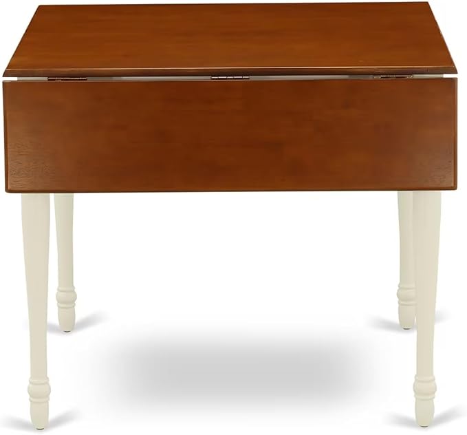East West Furniture MZCL3-WHI-W 3 Piece Dining Room Table Set Contains a Rectangle Kitchen Table with Dropleaf and 2 Dining Chairs, 36x54 Inch, Buttermilk & Cherry
