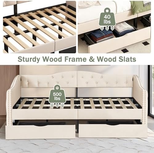 Twin Size Daybed with Storage Drawers, Twin Corner Daybed - Image 4
