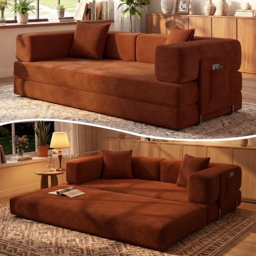 79" Convertible Futon Sofa Bed, Boneless Couch by Pionex