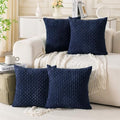 Set of 4 Navy Blue Decorative Throw Pillow Covers 18x18 Inch Corduroy Pillow by Cozoomy