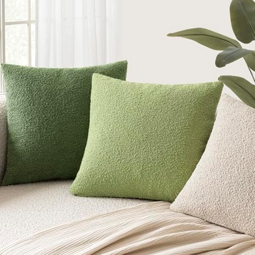 Foindtower Decorative Textured Boucle Throw Pillow Covers 26x26 Lime Green - Image 5