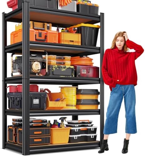 Storage shelves, Adjustable Garage Shelving, 5-Tier Shelving Unit by KORVENA