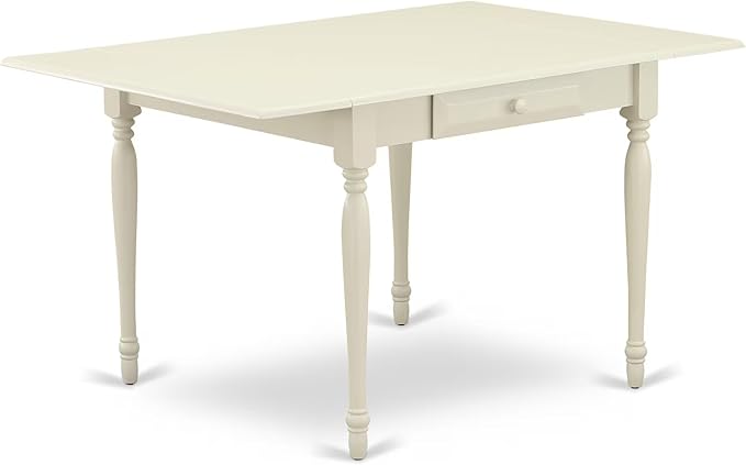 East West Furniture MZBA5-LWH-01 5 Piece Dinette Set Includes a Rectangle Dining Room Table with Dropleaf and 4 Cream Linen Fabric Upholstered Parson Chairs, 36x54 Inch, Linen White