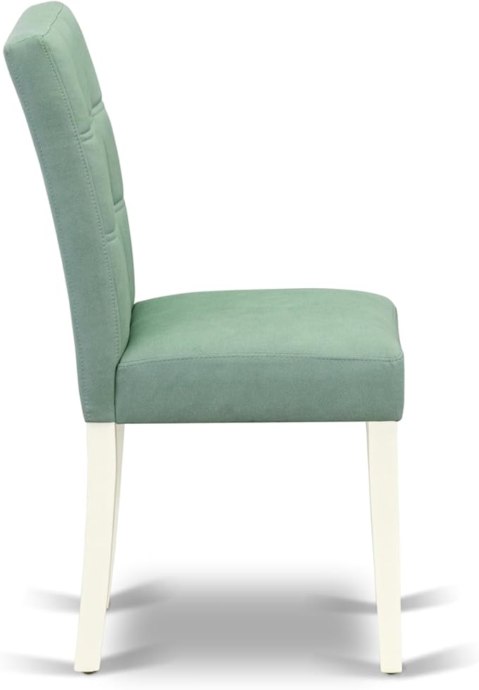 East West Furniture DOAS7-LWH-43 7 Piece Kitchen Dining Table Set Contain A Mid Century Dining Table and 6 Willow Green Polyester Fabric Dining Room Chairs, Linen White
