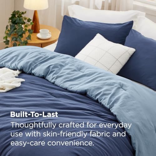 Bedsure California King Comforter Prewashed Soft 3Pcs Navy/Blue 104"x96" - Image 3
