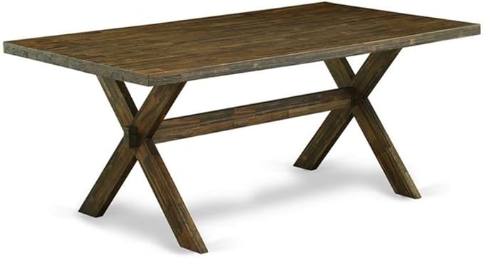 East West Furniture X777MZ748-5 5 Piece Kitchen Table & Chairs Set Includes a Rectangle Dining Room Table with X-Legs and 4 Coffee Linen Fabric Upholstered Chairs, 40x72 Inch, Multi-Color