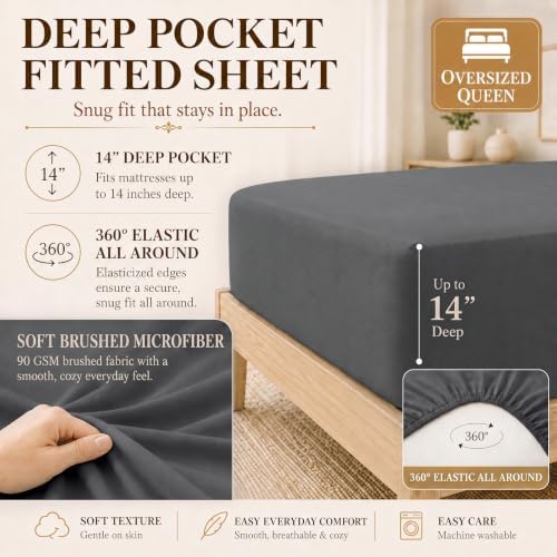 CozyLux Oversized Queen Comforter Set Dark Grey - Image 5